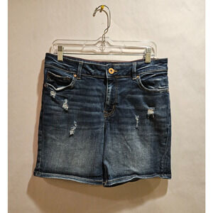 Edgely Blue Denim Jean Shorts High Rise Distressed Women's Size 10